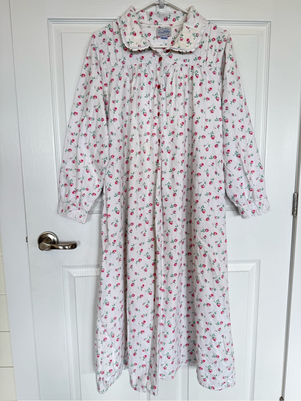 Lanz  of Salzburg cotton flannell Floral Nightgown lace trim romantic classic